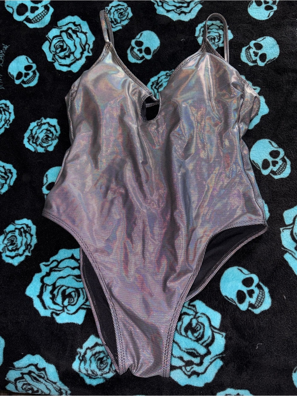 No Boundaries Iridescent Silver-Pink One-Piece Swimsuit